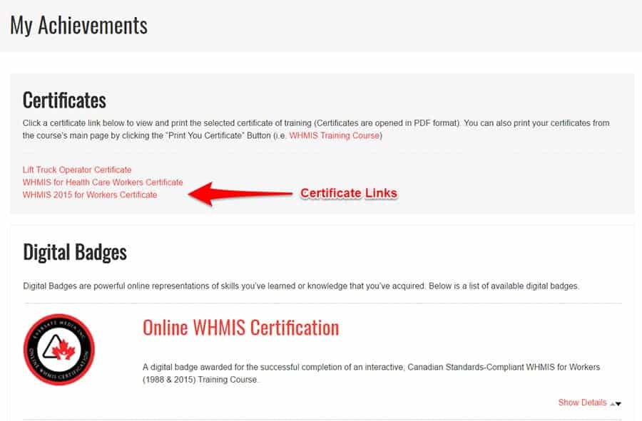 WHMIS Certificate