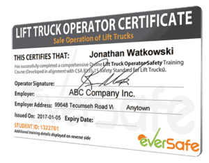 Lift Truck Operator Certificate