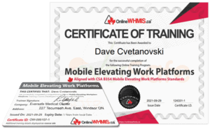 Elevating Work Platforms Certificate